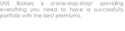 UNS Brokers is a‘one-stop-shop’ providing everything you need to have a successfully portfolio with the best premiums.